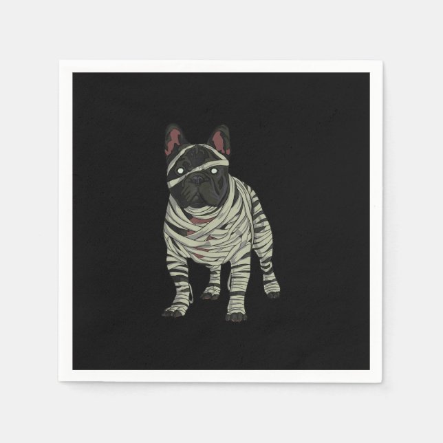 French Bulldog Dog Mummy Halloween Gift Napkin (Front)