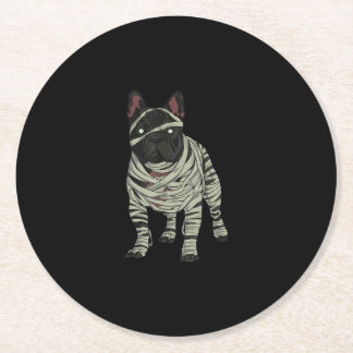 French Bulldog Dog Mummy Halloween Gift Round Paper Coaster