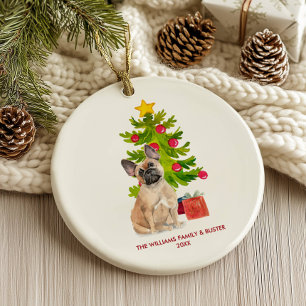 French Bulldog Dog Personalised Christmas Ceramic Ornament