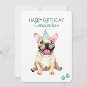 French Bulldog Dog Personalised Happy Birthday Card