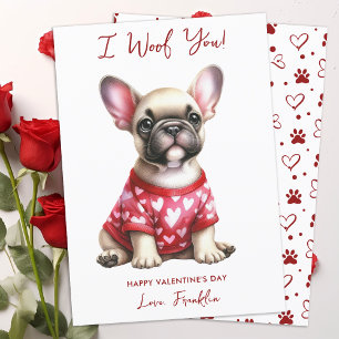 French Bulldog Dog Personalised Valentines Day Holiday Card