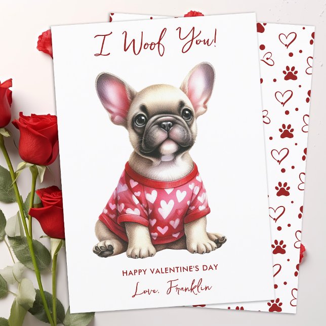 French Bulldog Dog Personalised Valentines Day  Holiday Card (Creator Uploaded)