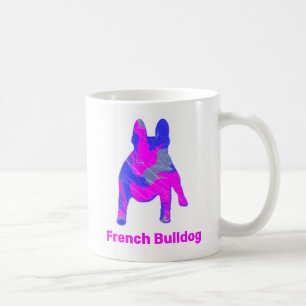 French Bulldog Dog Pink & Blue Abstract White Coffee Mug