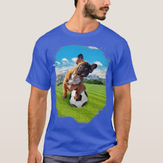 French Bulldog Dog Playing Soccer T-Shirt