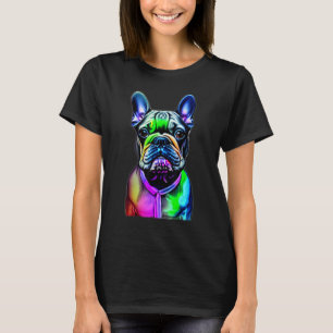 French Bulldog Dog Portrait Tie and Dye Colored Po T-Shirt