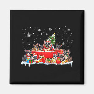 French Bulldog Dog Red Truck Christmas Tree Santa Magnet