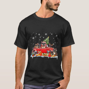 French Bulldog Dog Red Truck Christmas Tree Santa T-Shirt