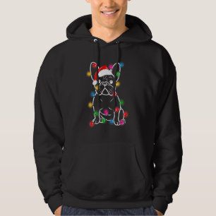French Bulldog Dog Santa Hat Lights Xmas Pajama Ho Hoodie