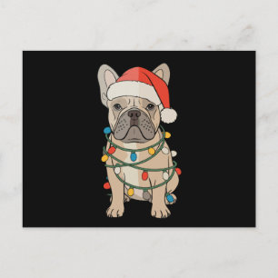 French Bulldog Dog Santa Hat Merry Christmas Xmas Holiday Postcard