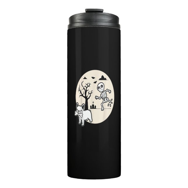 French Bulldog Dog Skeleton Bone Halloween Costume Thermal Tumbler (Front)