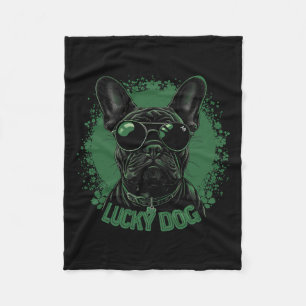 French Bulldog Dog - St. Patrick's Day Saint Paddy Fleece Blanket