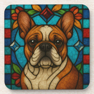 French Bulldog Dog "Stained Glass" Coaster