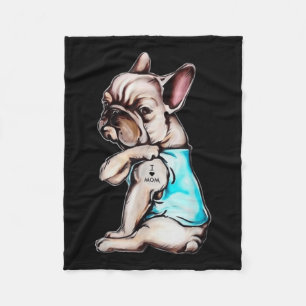 French Bulldog Dog Tattoo I Love Mum Mothers Day L Fleece Blanket