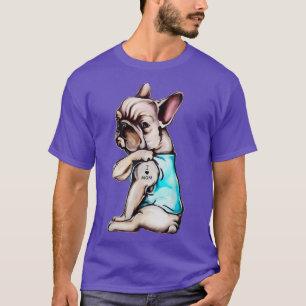 French bulldog Dog Tattoo I Love Mum Mother's Day  T-Shirt