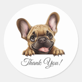 French Bulldog Dog Thank You Classic Round Sticker