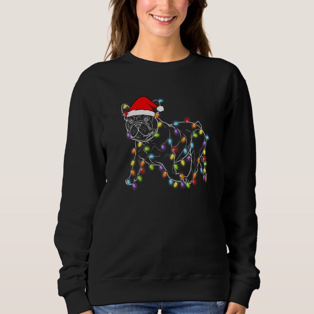French Bulldog Dog Tree Christmas Lights Xmas Paja Sweatshirt (Front)