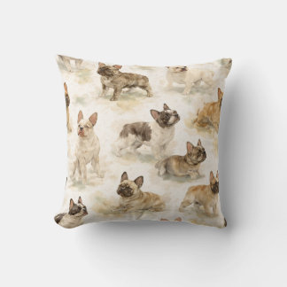 French Bulldog dog watercolor  Cushion