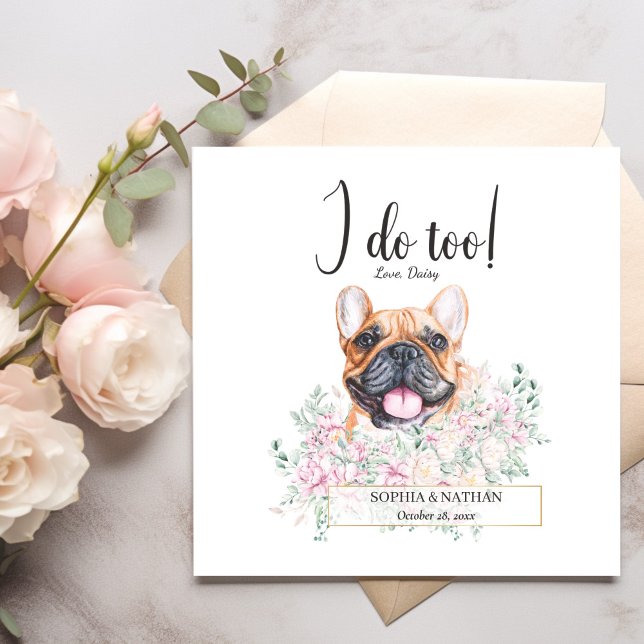 French Bulldog Dog Wedding Cocktail Napkins (Creator Uploaded)