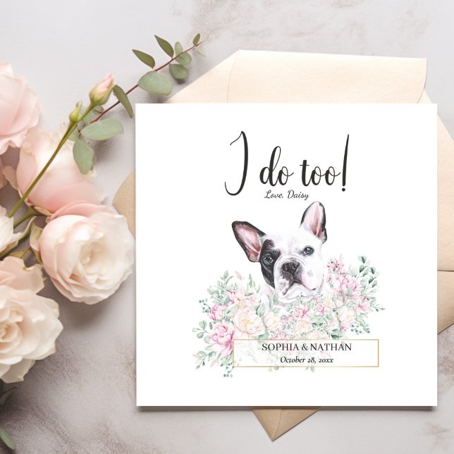 French Bulldog Dog Wedding Cocktail Napkins (Creator Uploaded)