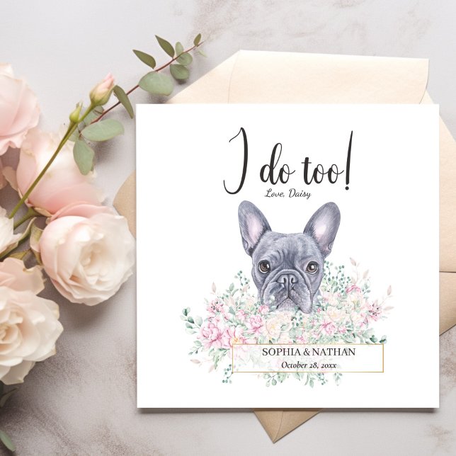 French Bulldog Dog Wedding Cocktail Napkins (Creator Uploaded)
