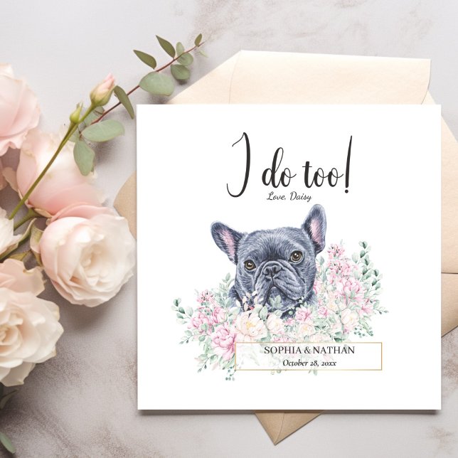 French Bulldog Dog Wedding Cocktail Napkins (Creator Uploaded)