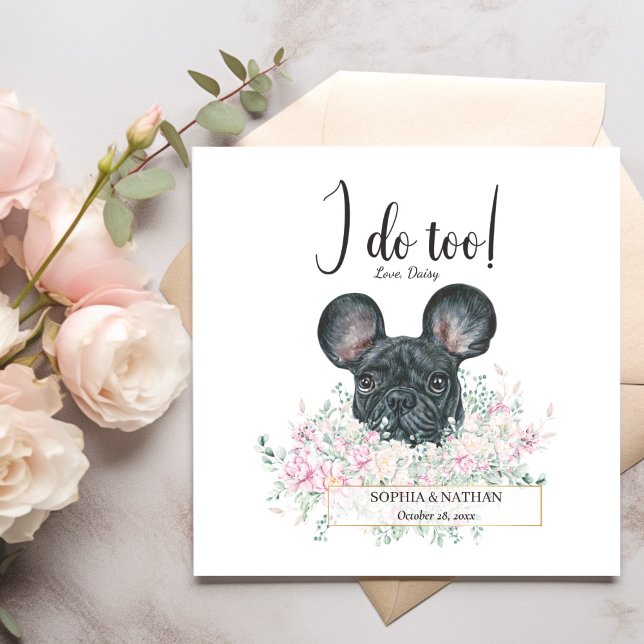 French Bulldog Dog Wedding Cocktail Napkins (Creator Uploaded)