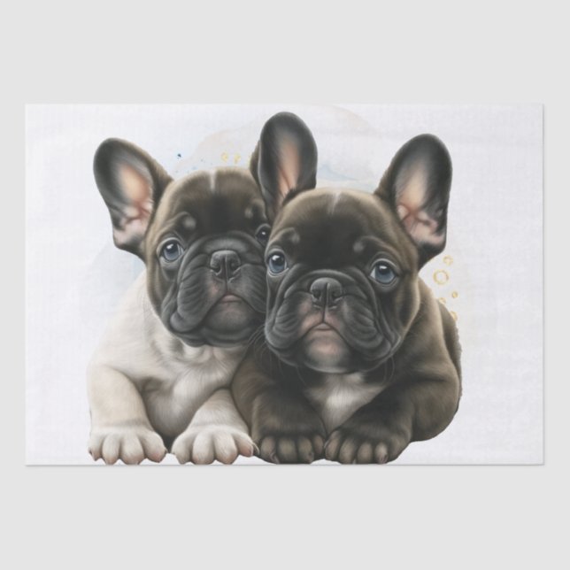 French Bulldog Dogs Cute Couple Tissue Paper (Front)