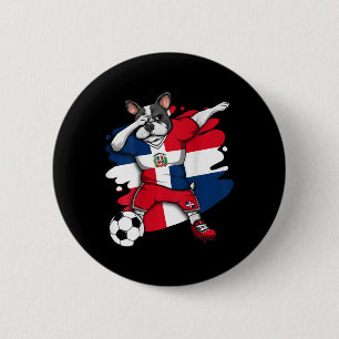 French Bulldog Dominican Republic Soccer Fans Foot 6 Cm Round Badge