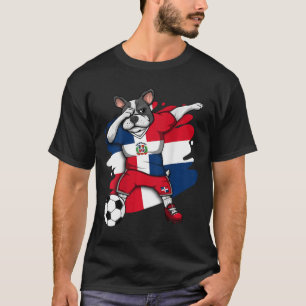 French Bulldog Dominican Republic Soccer Fans Foot T-Shirt