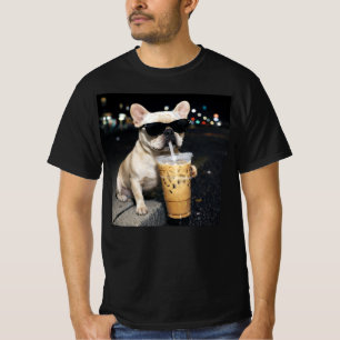   French Bulldog  Drinking Iced Coffee Lover Humou T-Shirt