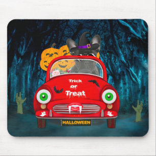 French Bulldog Driving Car Scary Halloween Mouse Pad