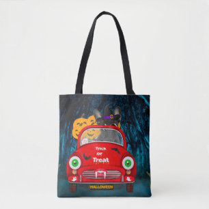 French Bulldog Driving Car Scary Halloween Tote Bag