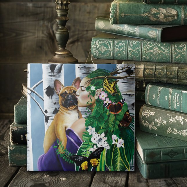 French Bulldog Dryad Fantasy Ceramic Tile (Creator Uploaded)