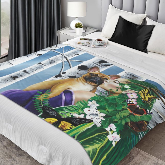 French Bulldog Dryad Fantasy Fleece Blanket (Creator Uploaded)