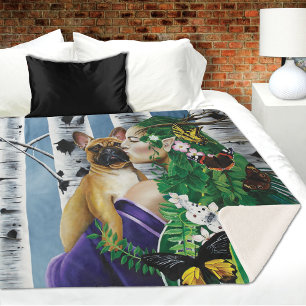 French Bulldog Dryad Fantasy Sherpa Blanket