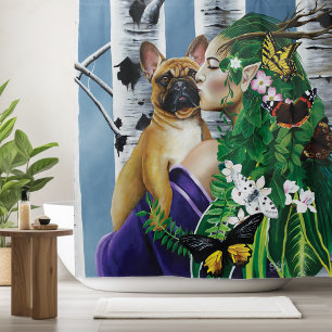 French Bulldog Dryad Fantasy Shower Curtain