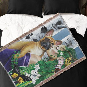 French Bulldog Dryad Fantasy Throw Blanket