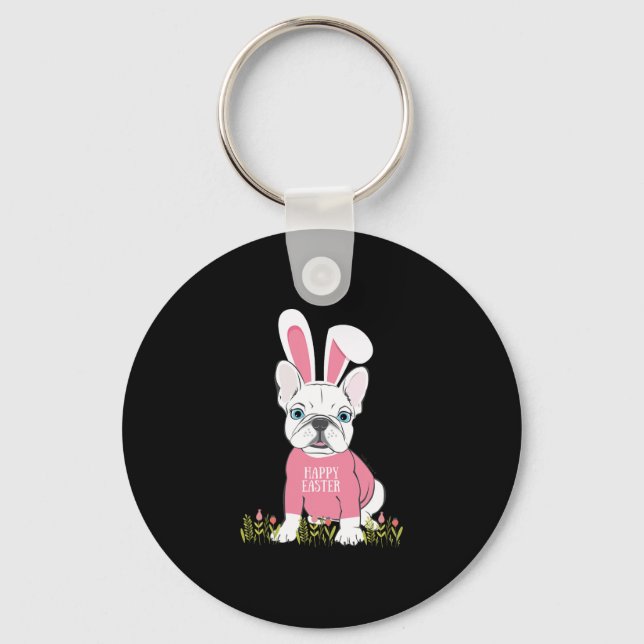 French Bulldog Easter Bunny Ears Graphic  Key Ring (Front)