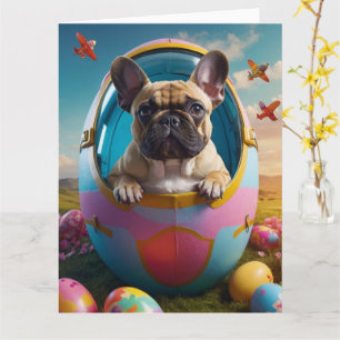 French Bulldog Easter Eggs Card