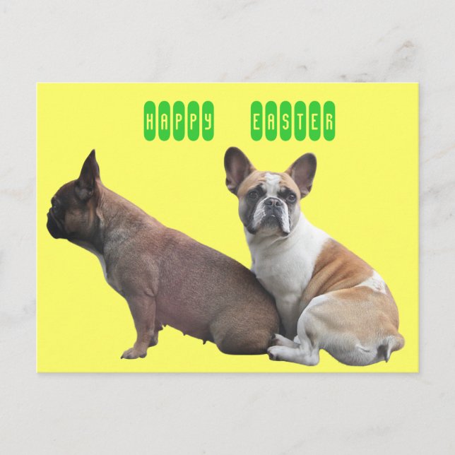 French Bulldog Easter French Bulldog Holiday Postcard (Front)