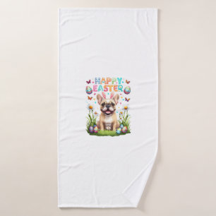 French Bulldog Easter Shirt Funny Frenchie Bunny T Bath Towel