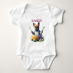French Bulldog Egg Easter French Bulldog Baby Bodysuit