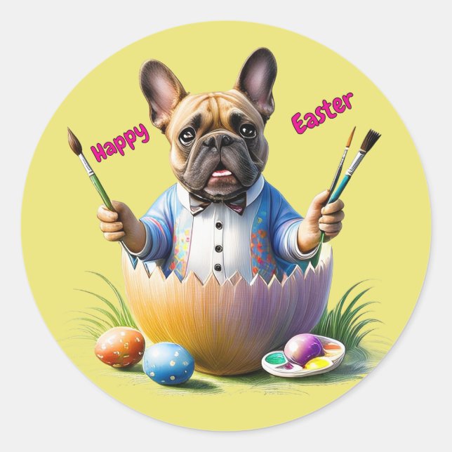 French Bulldog Egg Easter French Bulldog Classic Round Sticker (Front)