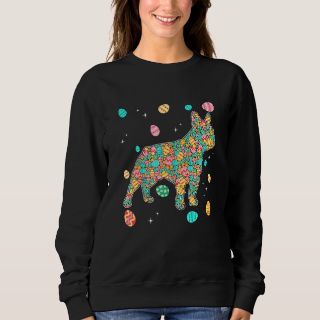 French Bulldog Eggs Easter Day Dog Dad Dog Mum Sweatshirt (Front)