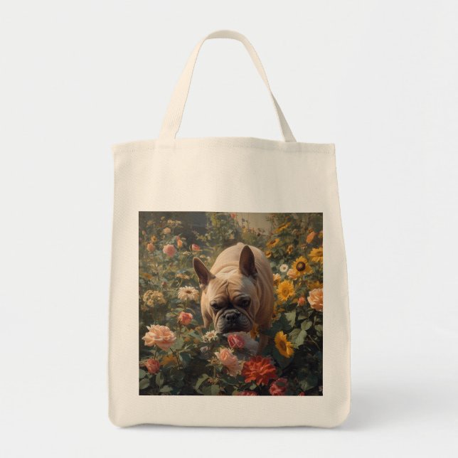 French Bulldog Elegant Grocery Tote Bag (Front)
