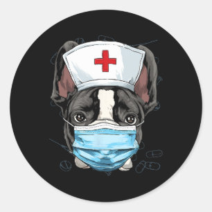 French Bulldog Er Nurse Rn Lpn Nurse Life Dog Love Classic Round Sticker