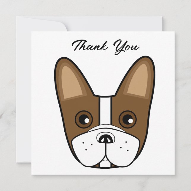 French Bulldog Face Birthday Party Thank You Card (Front)