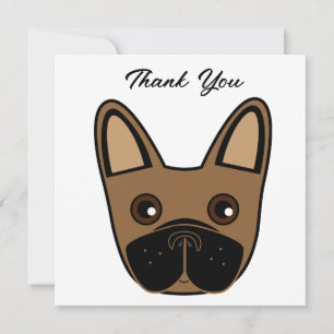 French Bulldog Face Birthday Party Thank You Card