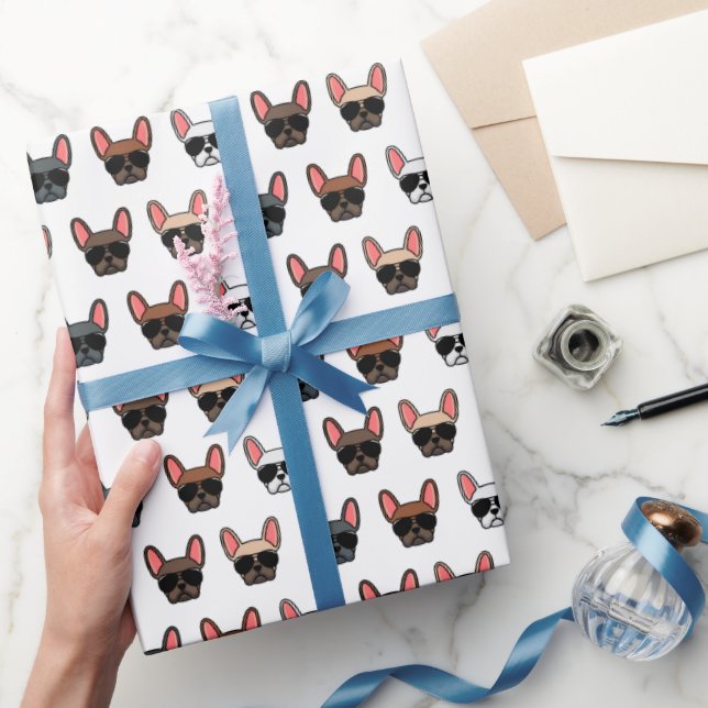 French Bulldog Faces Pattern Wrapping Paper (Gifting)