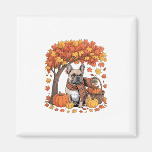 French Bulldog Fall Scarf Pumpkin Autumn Leaves Th Magnet